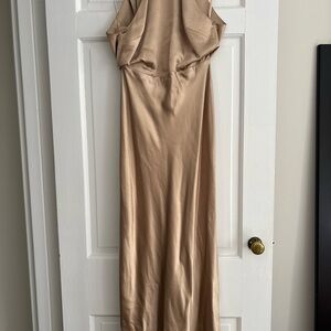 GIGI Halter Neck Satin Bridesmaid Dress - Champagne
